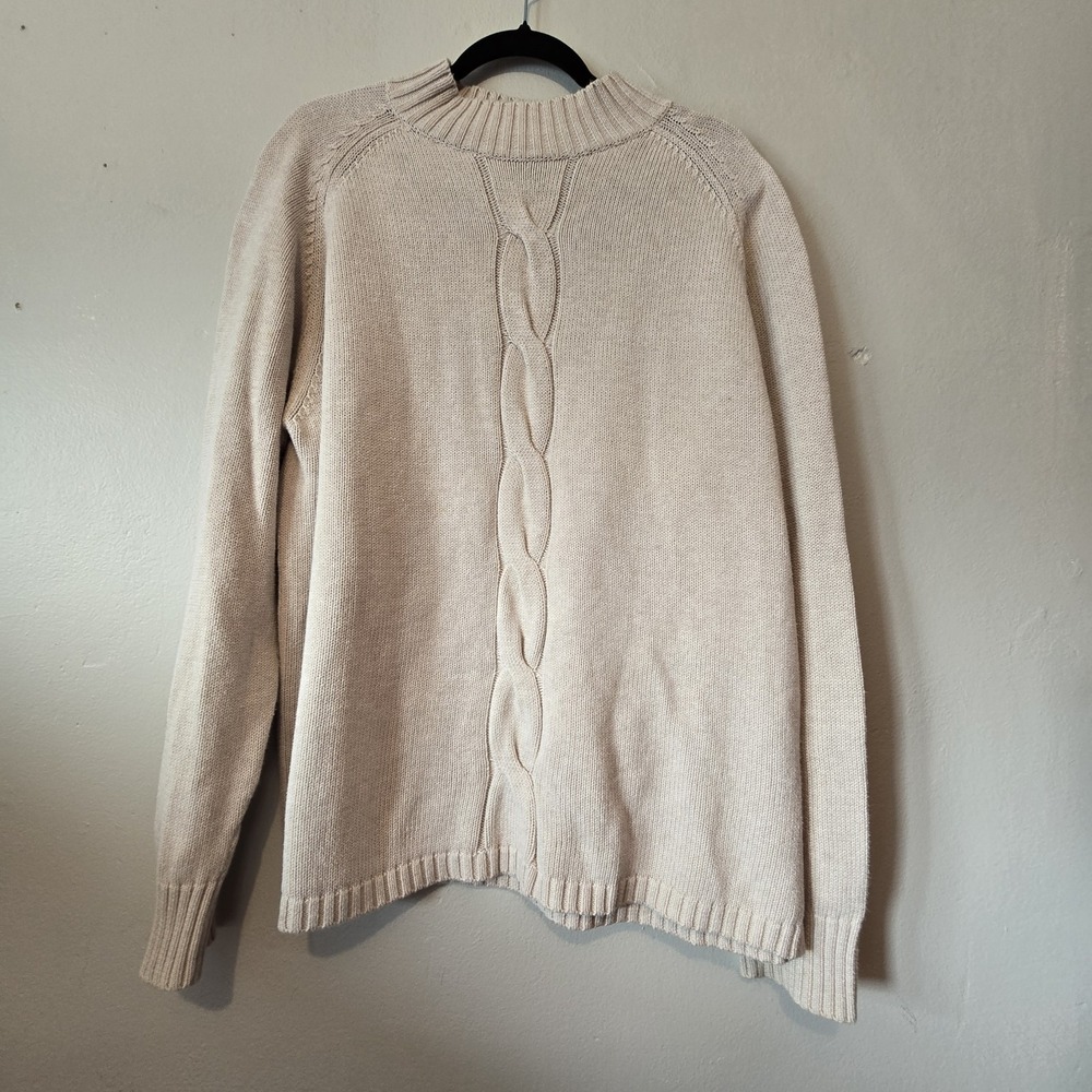 Vintage Y2K Alex Stevens Cable Knit Sweater Mens XL Ivory Preppy Business Cotton